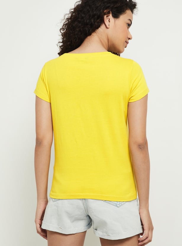MAX Women Printed Round Neck T-shirt