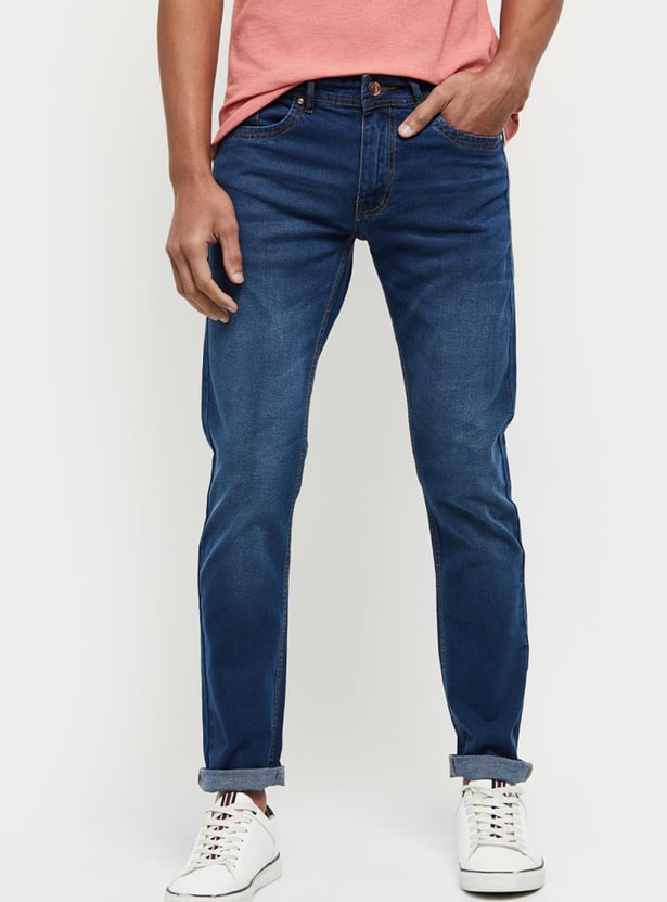 Men Stonewashed Skinny Fit Jeans