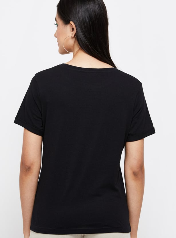 Women Typographic Print Round Neck T-shirt