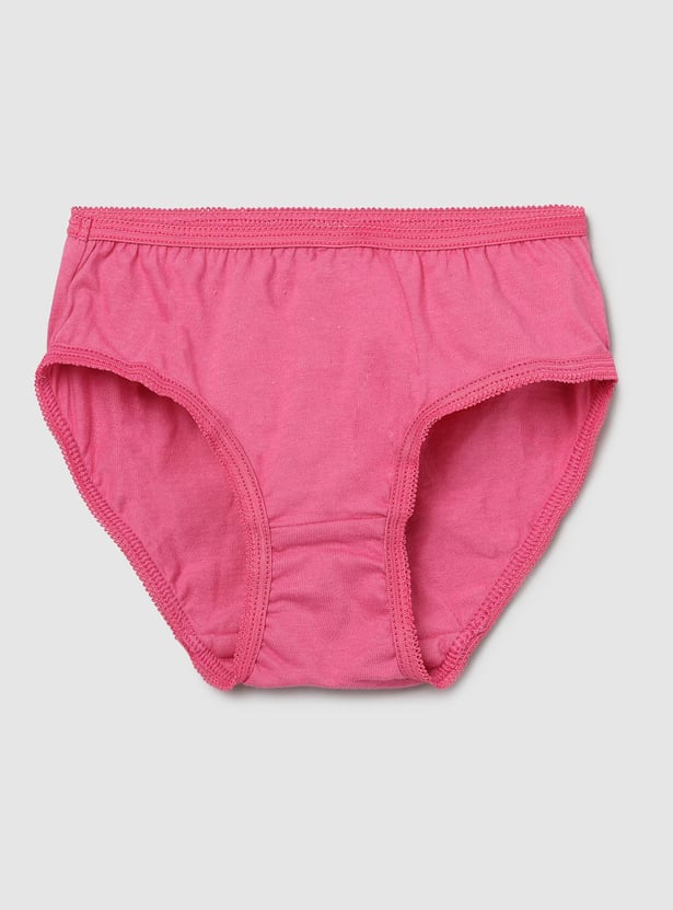 Girls Solid Hipster Panties- Pack of 3