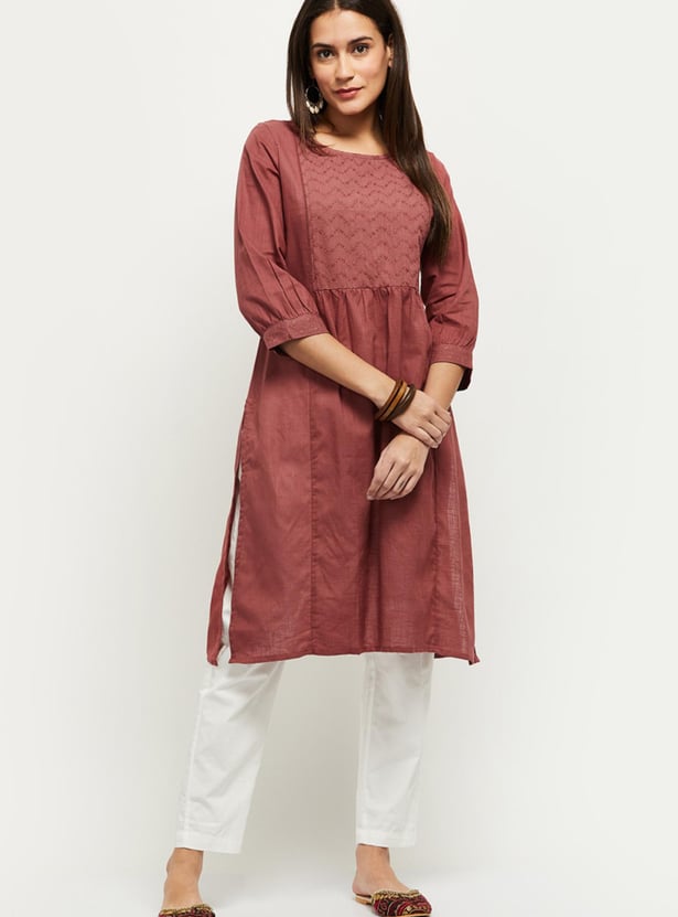 MAX Women Embroidered Straight Kurta