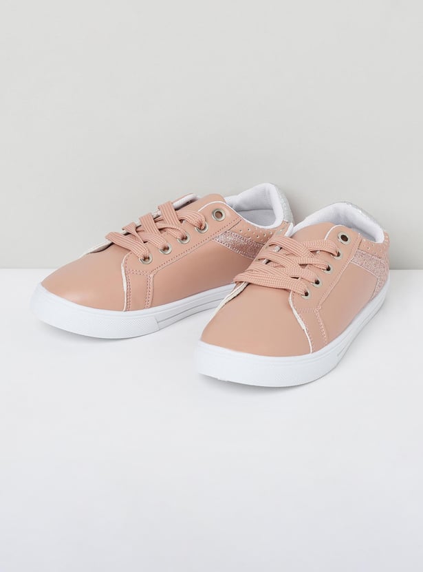 Girls Textured Lace-Up Sneakers