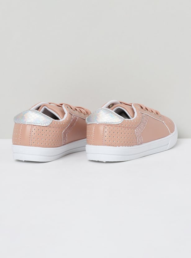 Girls Textured Lace-Up Sneakers