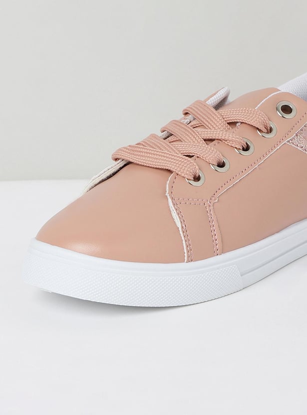 Girls Textured Lace-Up Sneakers