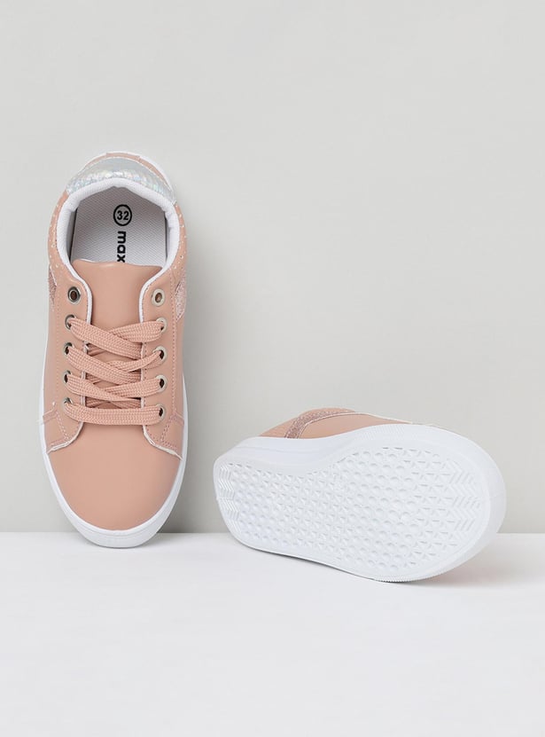 Girls Textured Lace-Up Sneakers