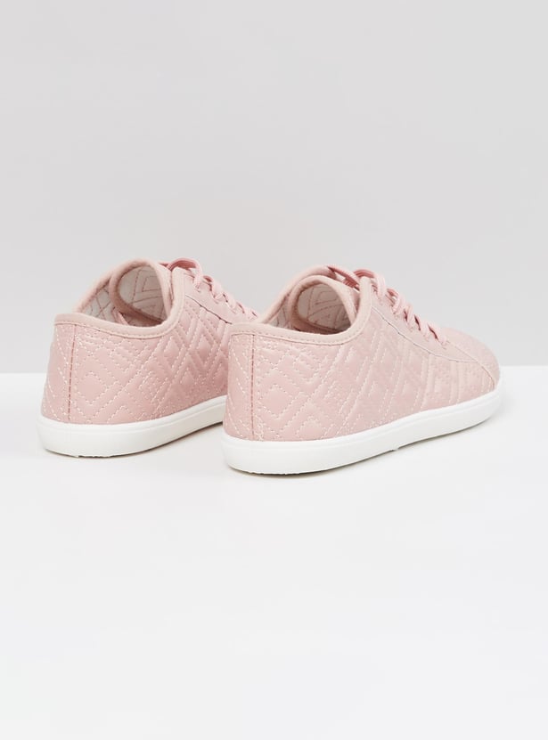 Women Textured Lace-Up Sneakers