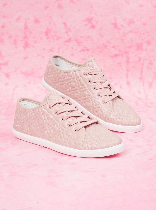 Women Textured Lace-Up Sneakers