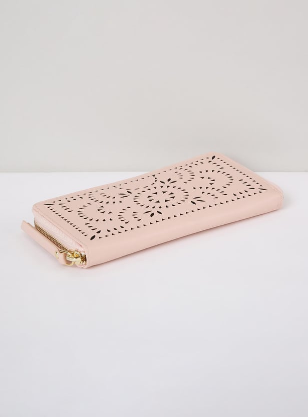 Women Cut-Out Detail Zip Around Wallet