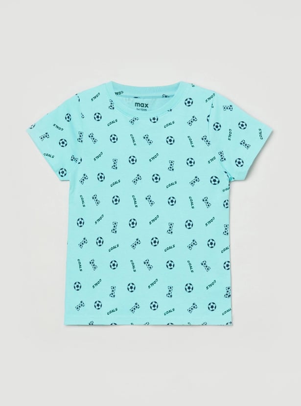 Boys Typographic Print Round Neck T-shirt