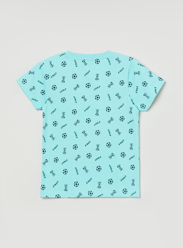 Boys Typographic Print Round Neck T-shirt