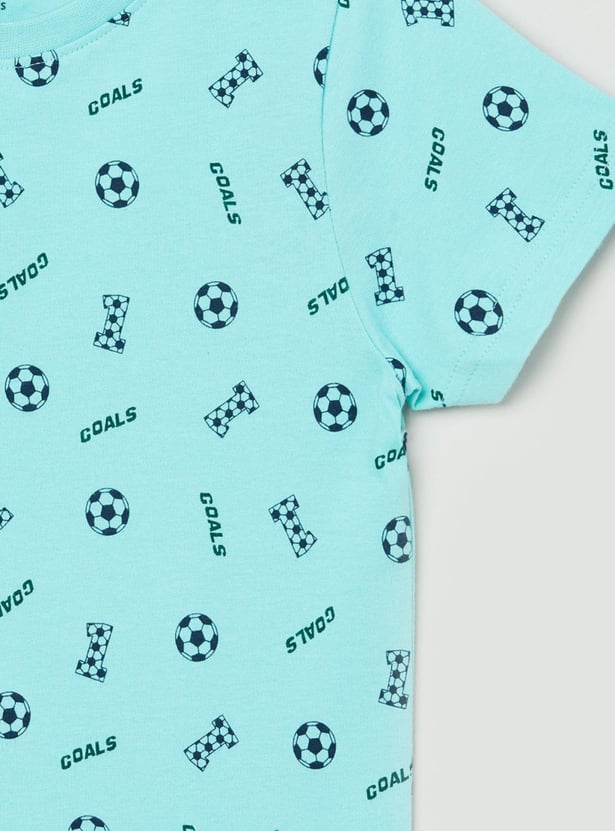 Boys Typographic Print Round Neck T-shirt