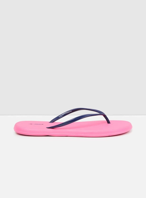 Women Solid V-Strap Slippers