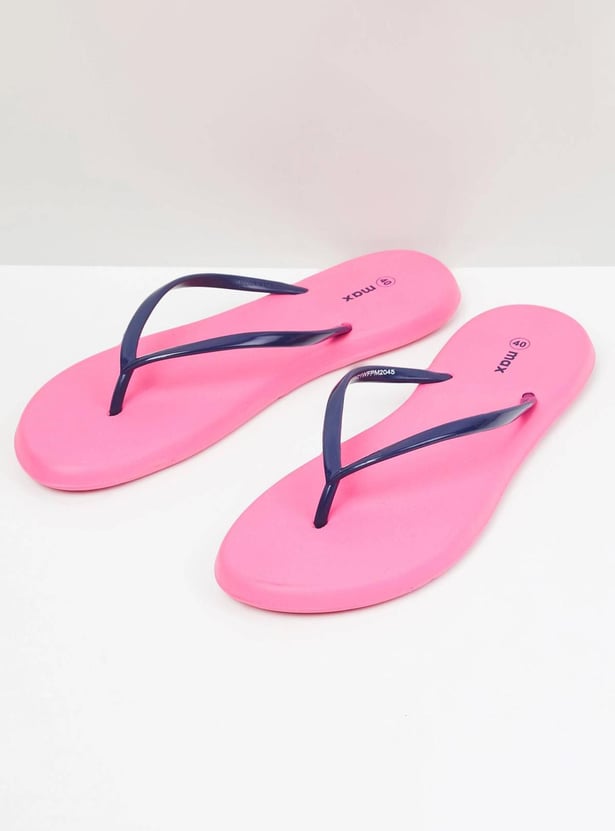 Women Solid V-Strap Slippers