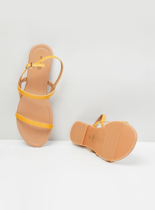 Buy Women Solid Flat Sandals with Buckle Straps Online at just Rs