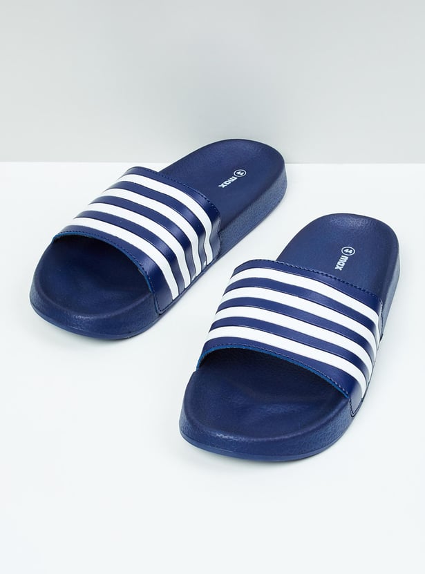 Men Striped Sliders
