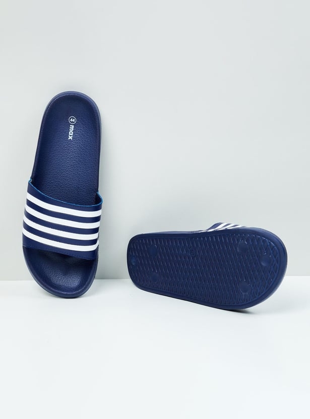 Men Striped Sliders
