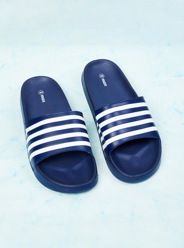 Men Striped Sliders