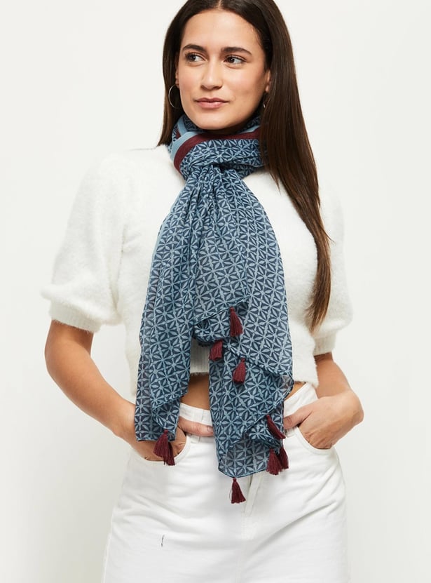 Women Printed Tassel Detailed Scarf