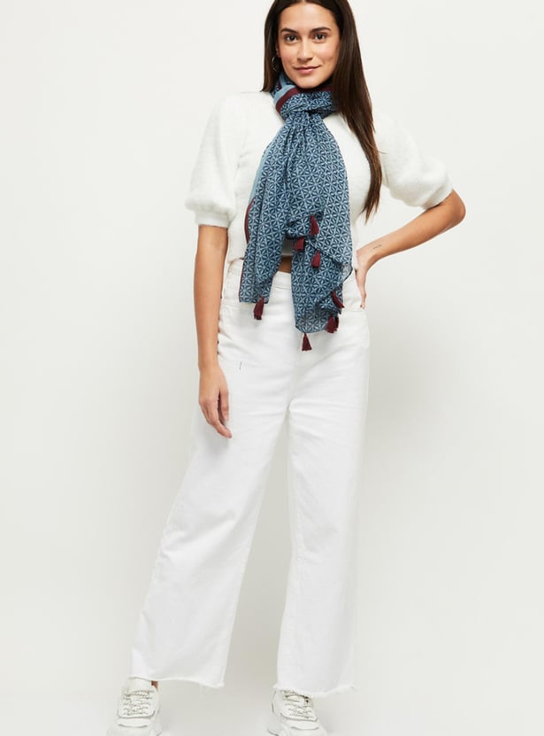 Women Printed Tassel Detailed Scarf