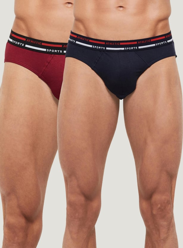 Men Solid Briefs - Pack of 2