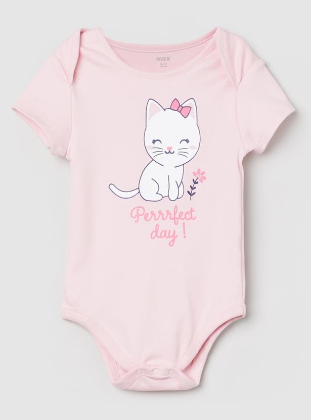 Girls Printed Ring Snap Closure Bodysuit - Pack of 4