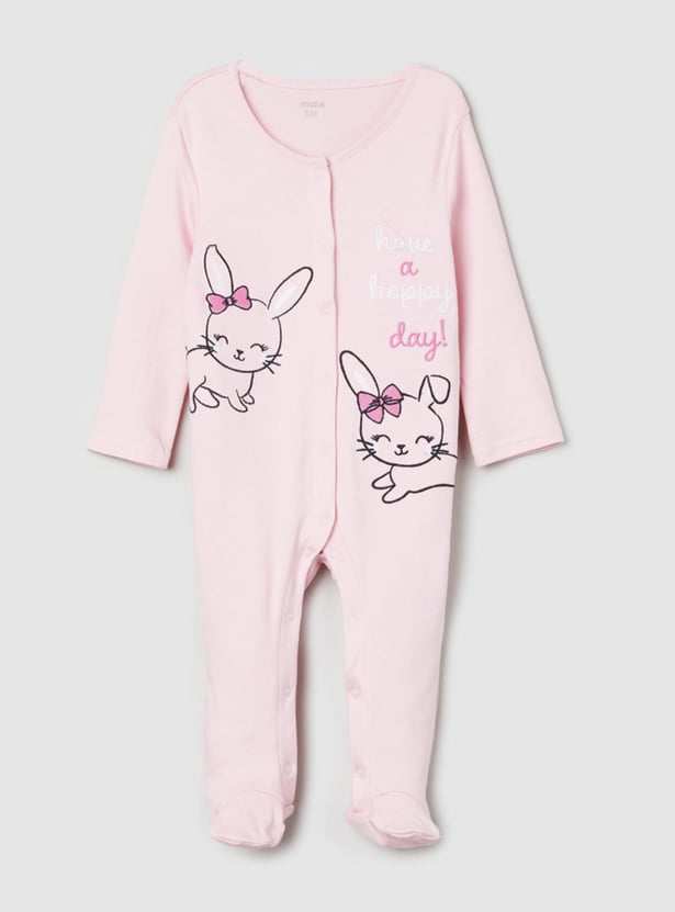 Girls Printed Anti-Bacterial Sleepsuit - Pack of 2