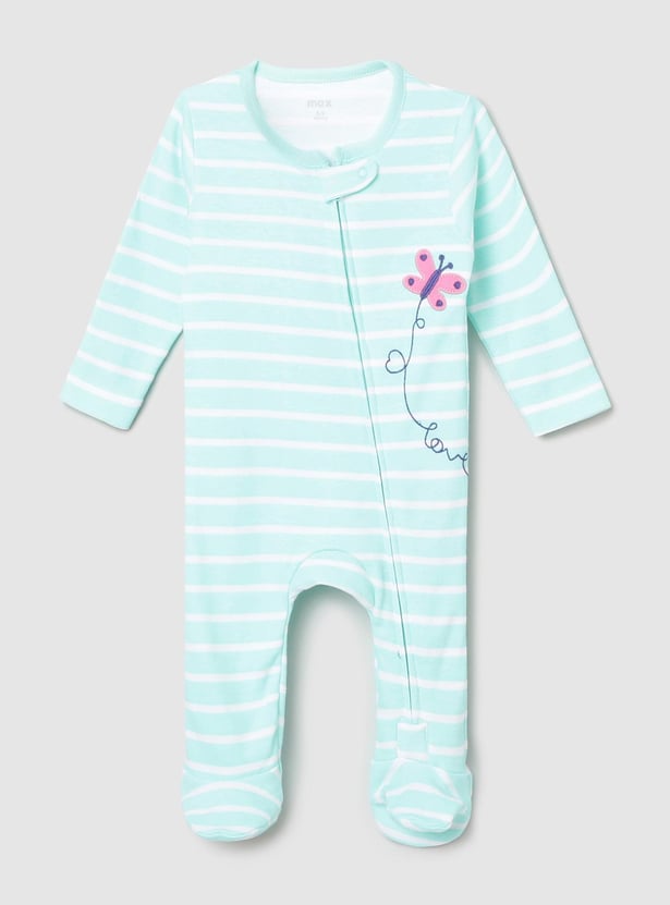 Girls Printed Anti-Bacterial Sleepsuit - Pack of 2