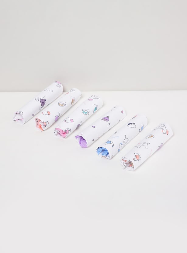 Girls Printed Handkerchief- Pack of 6