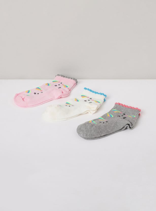 Girls Printed Socks - Pack of 3