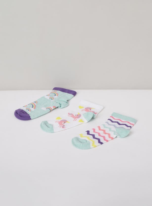 MAX Girls Printed Socks - Pack of 3