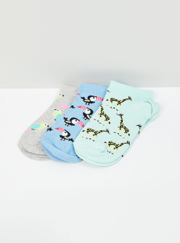 MAX Girls Printed Socks - Pack of 3 - 2-4Yrs