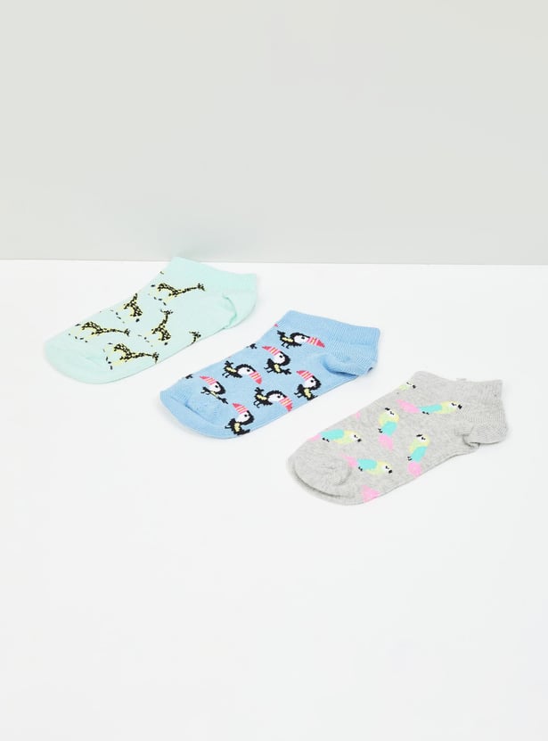 MAX Girls Printed Socks - Pack of 3 - 2-4Yrs