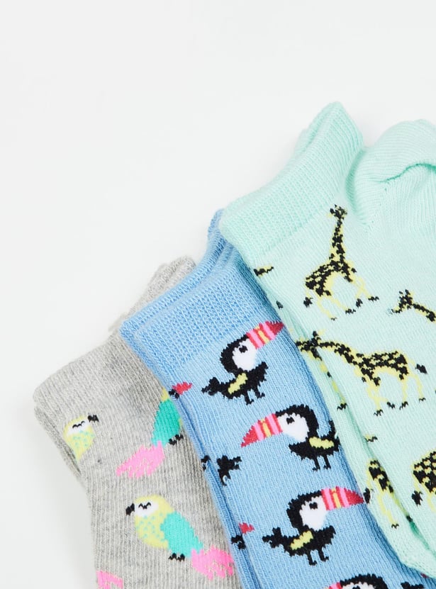 MAX Girls Printed Socks - Pack of 3 - 2-4Yrs