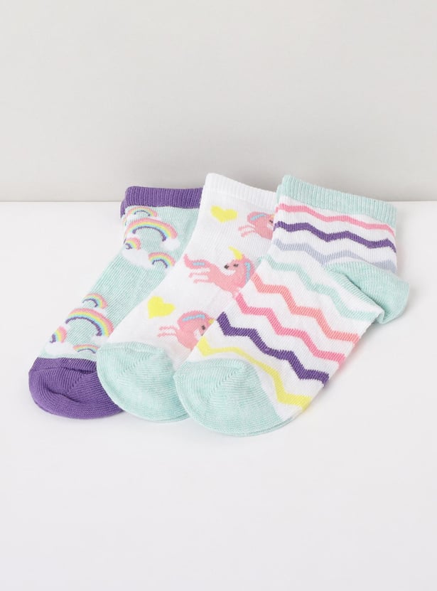 MAX Girls Printed Socks - Pack of 3
