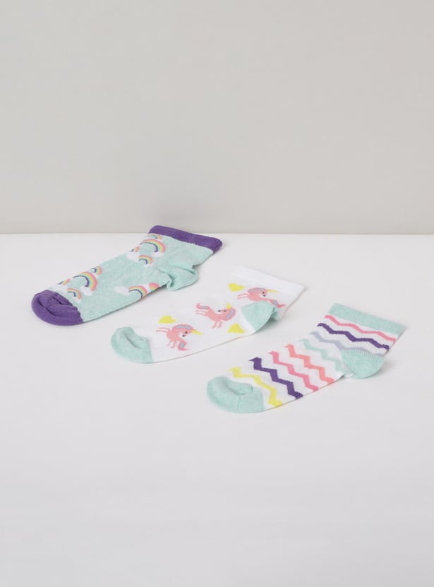MAX Girls Printed Socks - Pack of 3