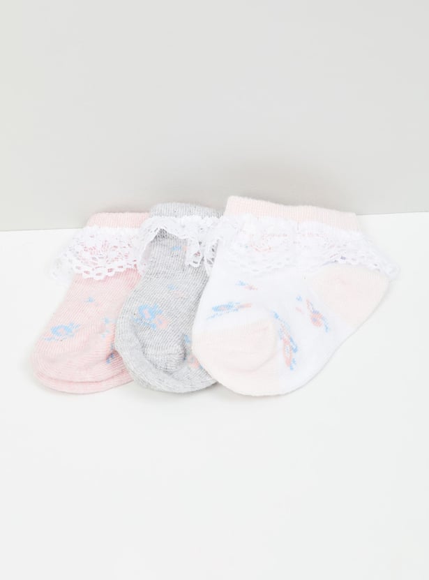 Girls Girls Patterned Lace Detailed Socks - Pack of 3 