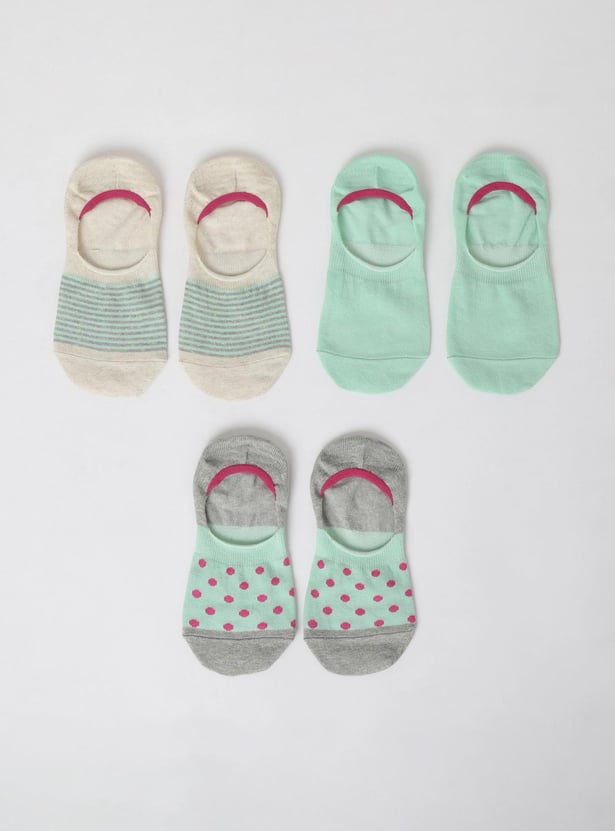 Women Printed No-Show Socks - Set of 3