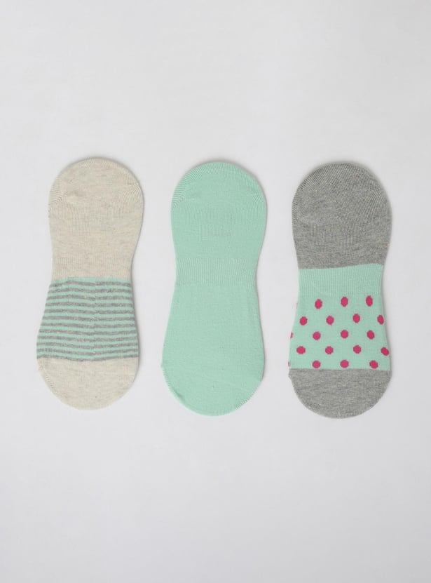Women Printed No-Show Socks - Set of 3