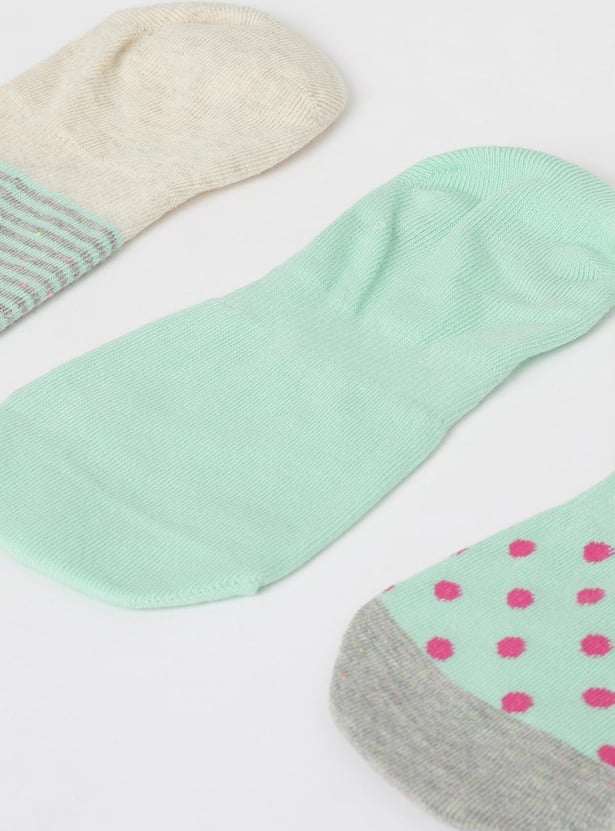 Women Printed No-Show Socks - Set of 3