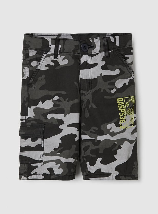 Boys Camouflage Printed Cargo Shorts