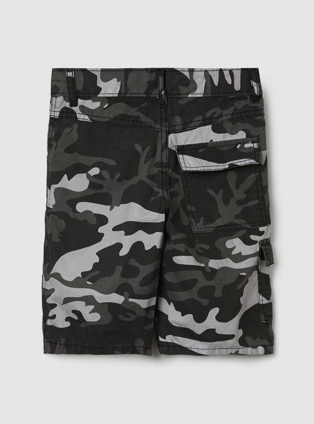 Boys Camouflage Printed Cargo Shorts