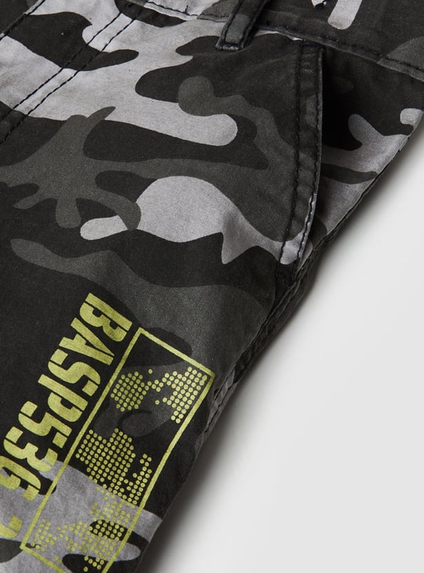 Boys Camouflage Printed Cargo Shorts