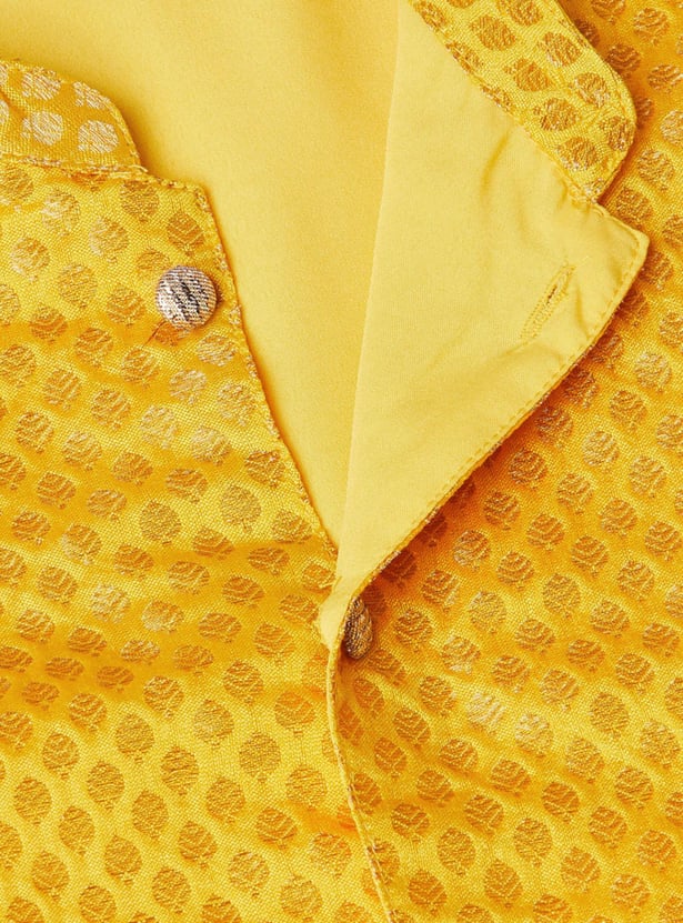 Boys Printed Regular Fit Nehru Jacket 