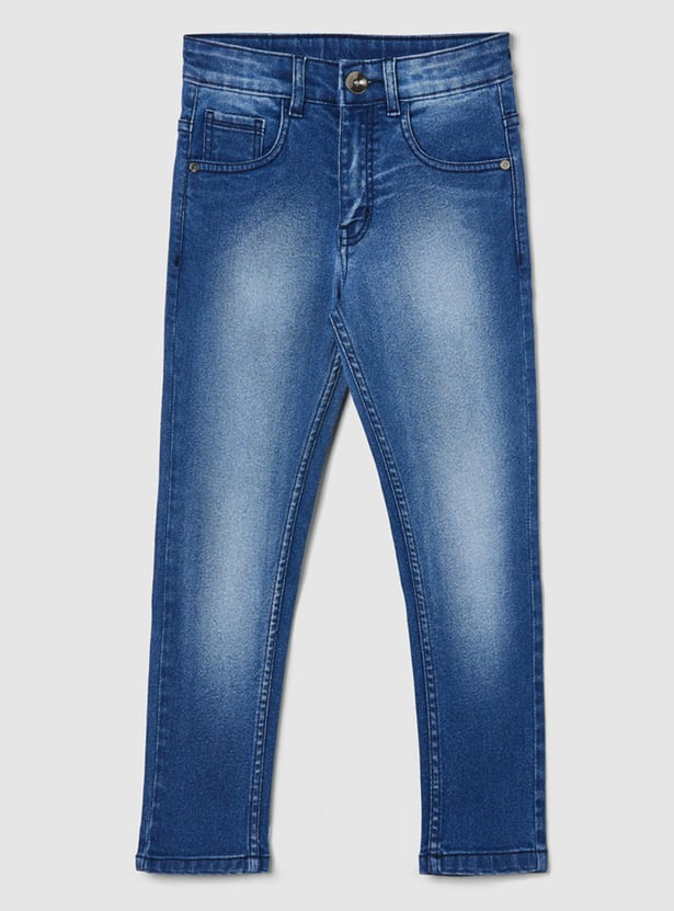 Boys Stonewashed Slim Fit Jeans