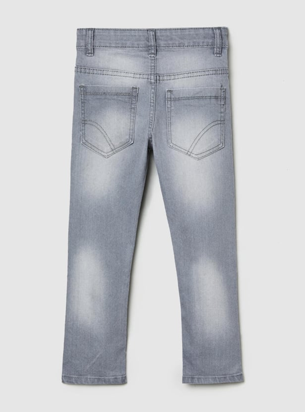 Boys Stonewashed Slim Fit Jeans