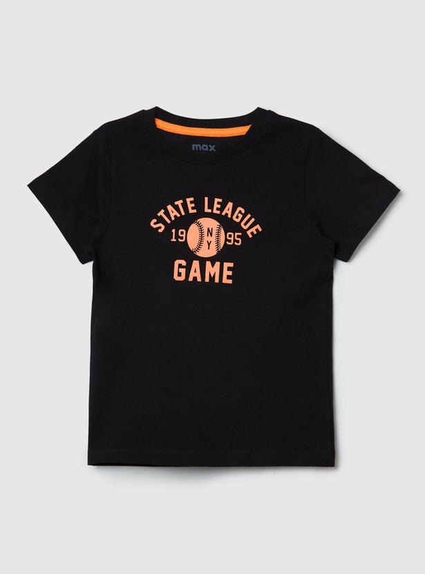 Boys Typographic Print Crew Neck T-shirt
