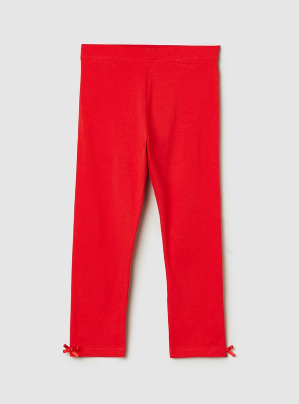 Girls Solid Elasticated 3/4th Leggings
