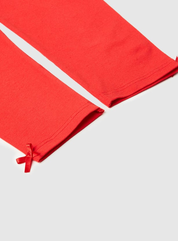Girls Solid Elasticated 3/4th Leggings