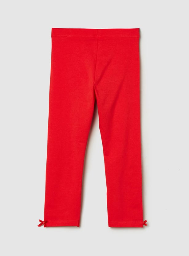 Girls Solid Elasticated 3/4th Leggings