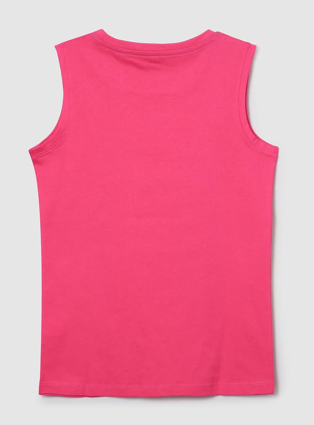 Girls Printed Sleeveless T-shirt